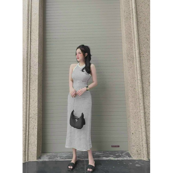 Váy body sát nách kẻ và trơn dáng dài, Đầm om tôn dáng sexxy VS1638 - NhiNhi Shop