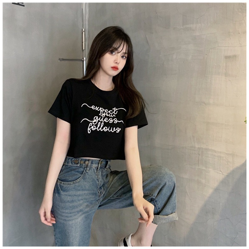 Áo thun croptop ZHELIHANGFEI in họa tiết chữ cái thời trang trẻ trung năng động cho nữ