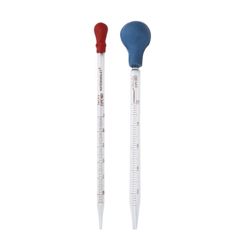 Ống hút pipet thủy tinh chia vạch kèm bóp cao su 5ml 10ml
