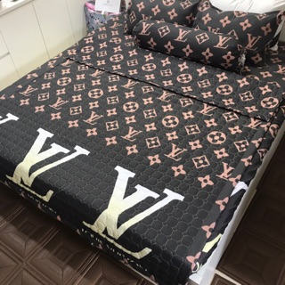 [RẺ VÔ ĐỊCH] Trọn Bộ Chăn Ga Gối Cottong Poly- Lv Nâu