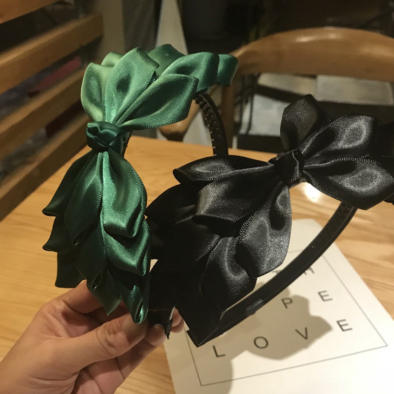 Cài Tóc Nơ Màu Trơn Phong Cách Hàn Quốc