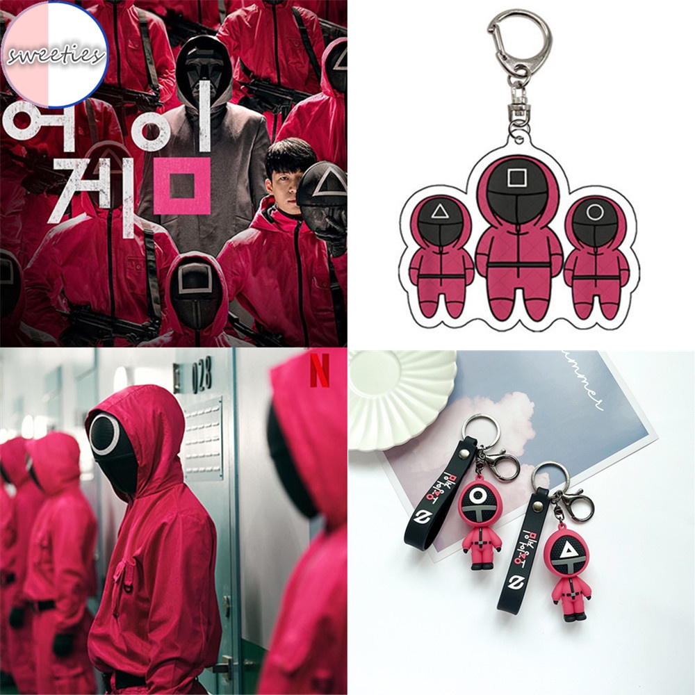 [sweet] korea  Creative Squid Game Figures pendant Keychain Key Ring Ornament