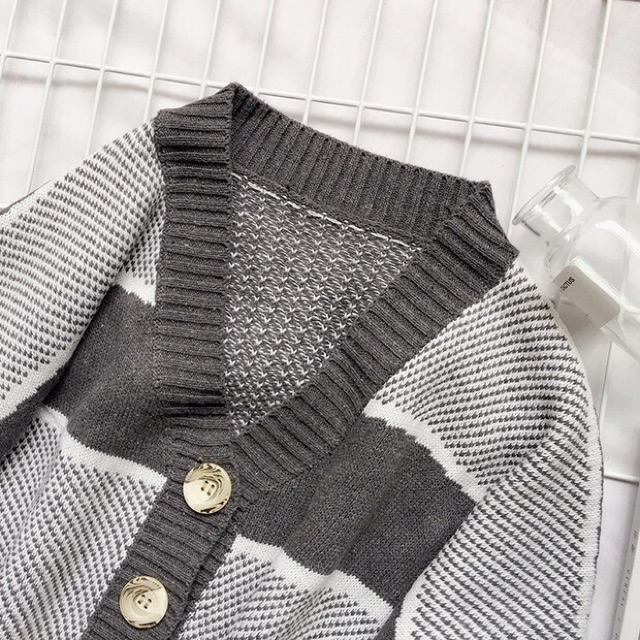 Áo khoác len cardigan dáng ngắn chất liệu siêu dày dặn phong cách Hàn Quốc chuẩn hàng Quảng Châu