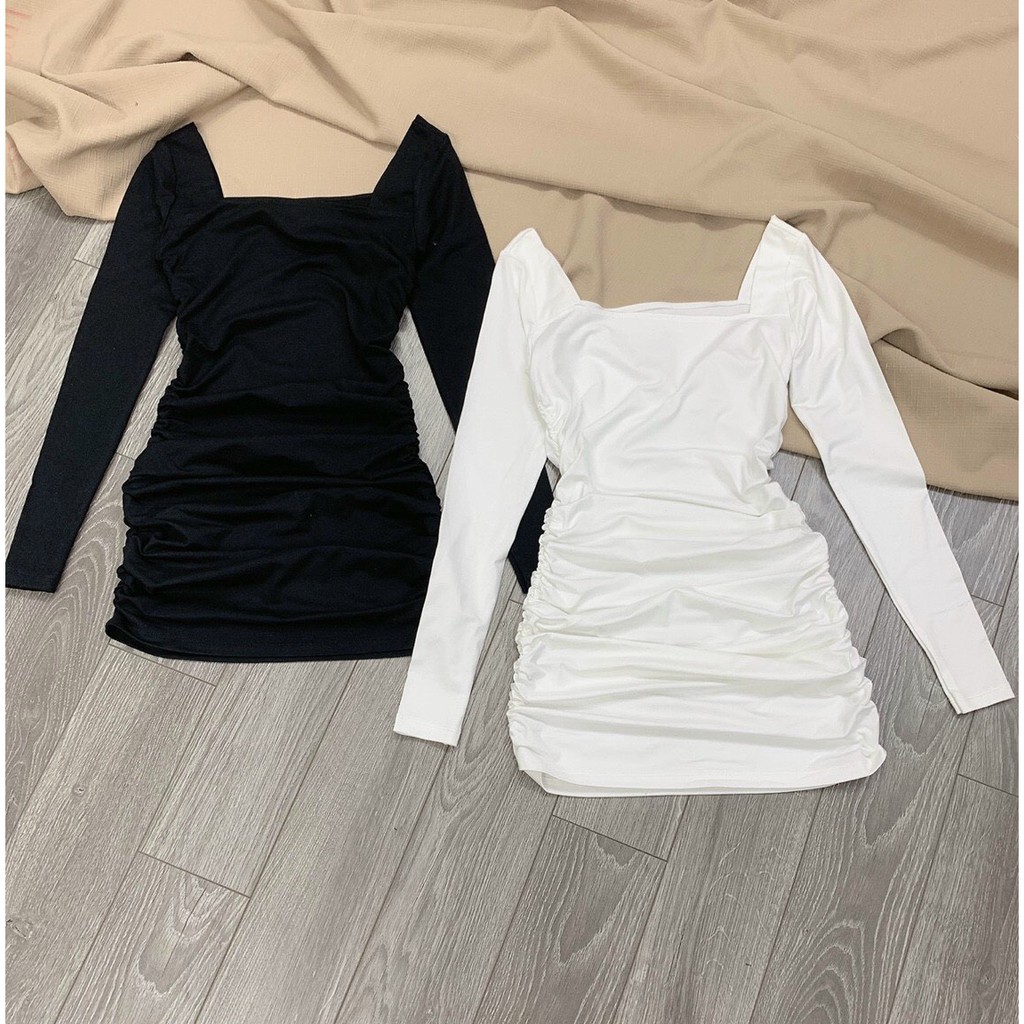ĐẦM BODY NHÚN CỔ VUÔNG