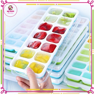 Khay đá có nắp đậy silicon 14 viên, khay đựng đá tủ lạnh, làm đá, thạch, kem bảo quản chống mùi tuyệt đối