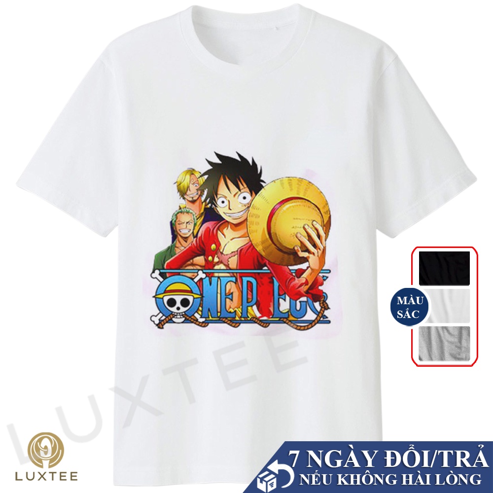 Áo Thun Tay Lỡ Luffy Gear One Piece Cực Chất Đen Trắng Xám, Áo Phông Oversize Nam Luffy Độc Đáo V66