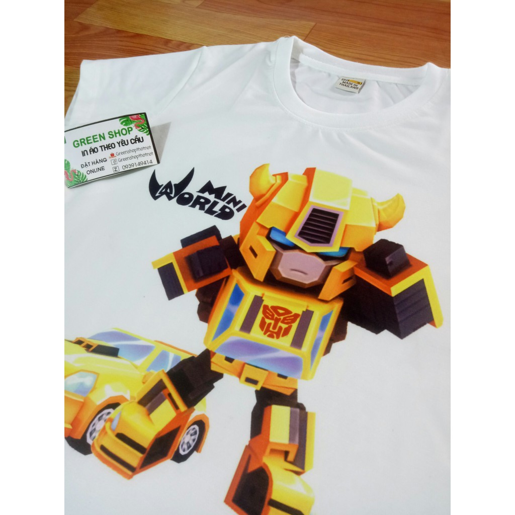 Áo Thun Trẻ Em In Hình Games Mini Word Skin Robot Bumblebee Vải Thái S256