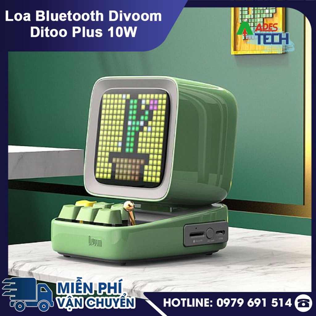 Loa Nghe Nhạc Bluetooth Divoom Ditoo Plus 10W - Hình Dáng Máy Tính Cổ, Màn Hình LED 256 Full RGB - Chính Hãng NEW 2021