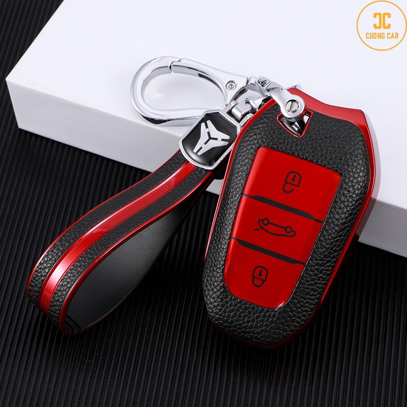 Ốp chìa khóa xe hơi Peugeot 3008, Peugeot  4008, Peugeot  2008, Peugeot  5008,... chất liệu Da Tpu