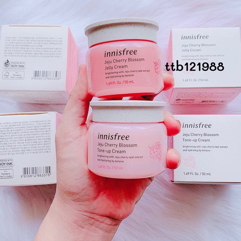 Kem Mặt Innisfree Jeju Cherry Blossom Tone Up + Jelly Cream