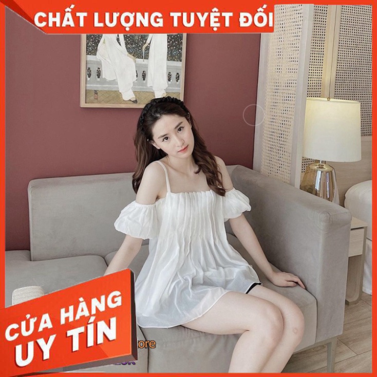 Áo hở vai chất tơ mềm - Áo kiểu nữ tay bồng cao cấp thiết kế dập ly A-2DL - SIÊU HOT