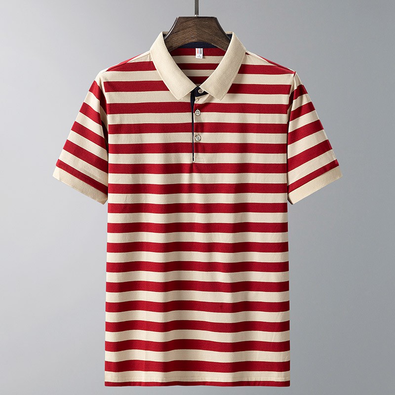 Áo Sơ Mi POLO Tay Ngắn Họa Tiết Sọc Bằng Cotton Chất Lượng Cao Thời Trang Mùa Hè Hàng Mới Dành Cho Bạn Nam