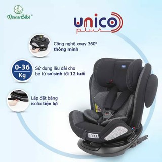 Ghế ngồi oto Chicco Unico Plus isofix 0-12y xoay 360 đen, xanh