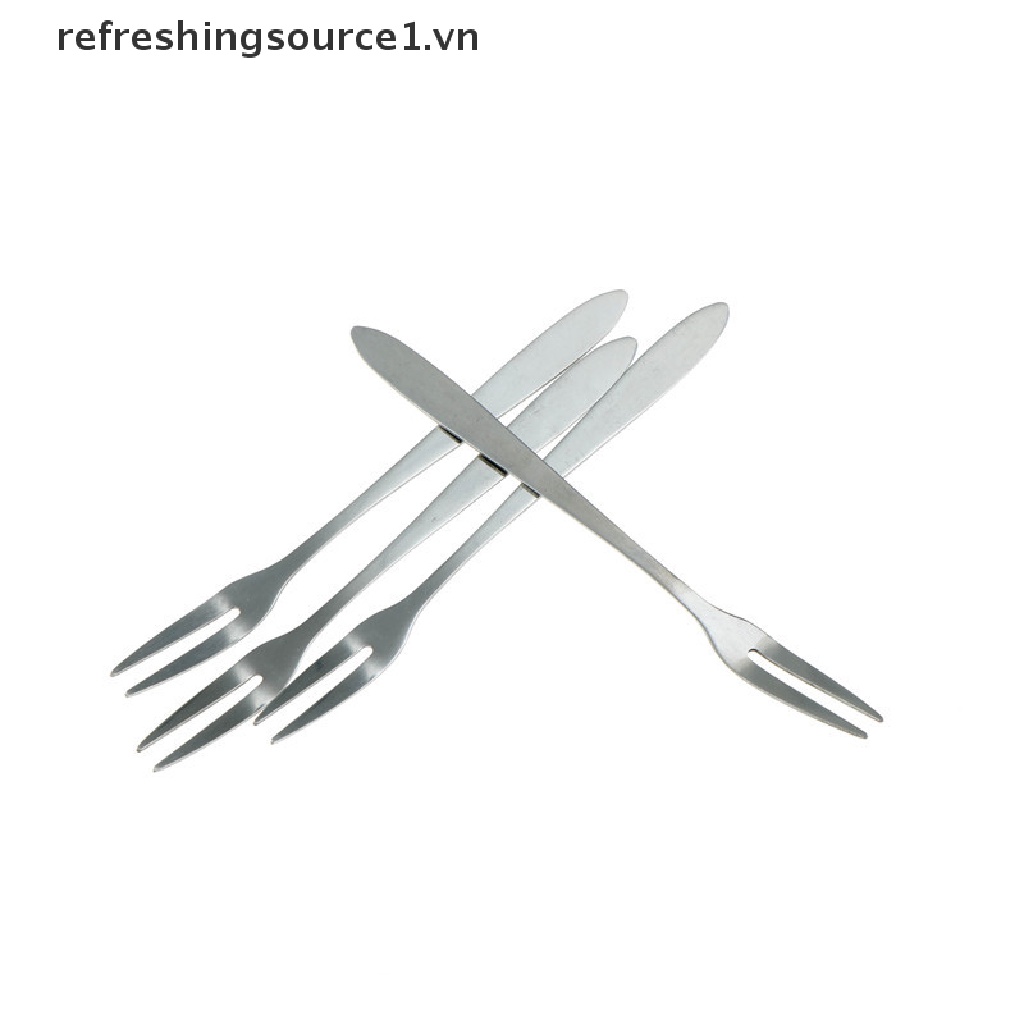 Bộ 6 nĩa ăn trái cây hai đầu bằng thép không gỉ sáng tạo tiện lợi