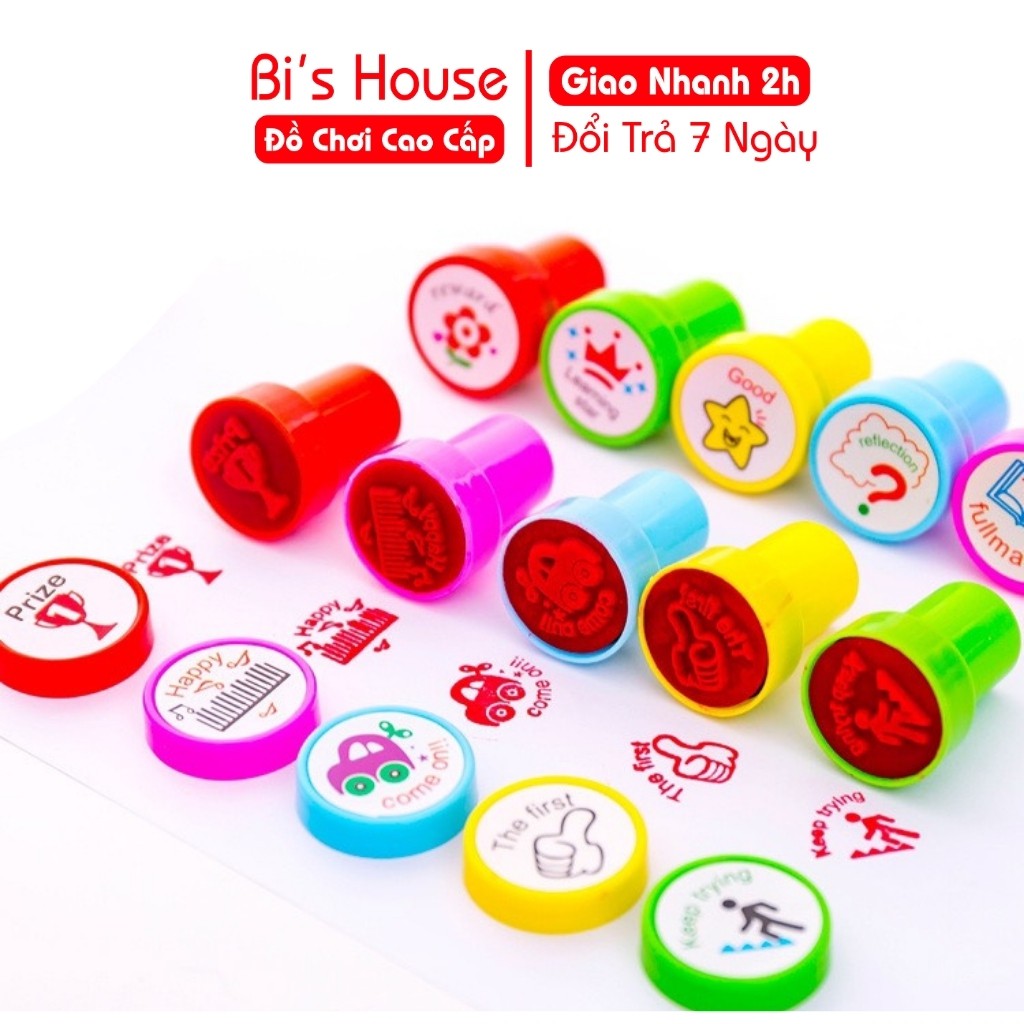 Set 10 con dấu khen thưởng cho bé - đồ chơi Bi's House