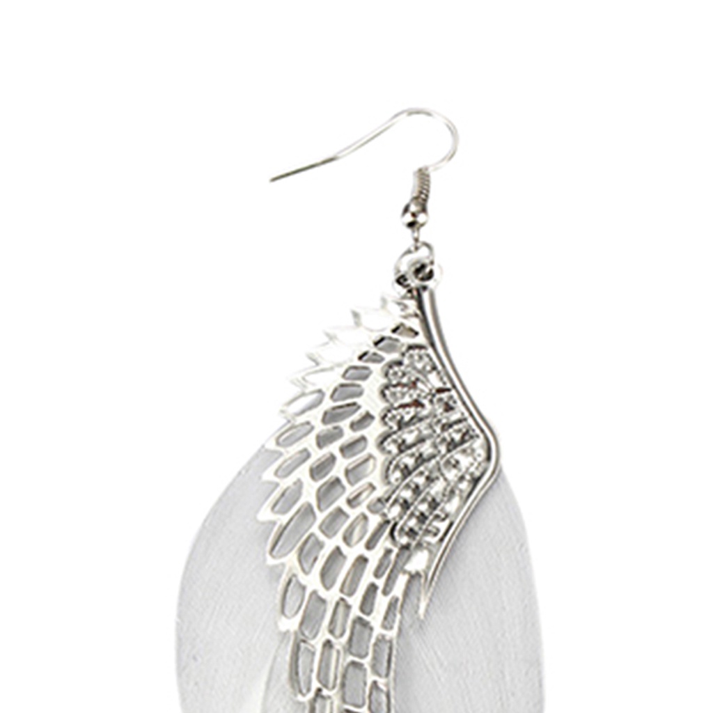 Khuyên tai nữ trang đính lông vũ tạo hình độc đáo sáng tạo