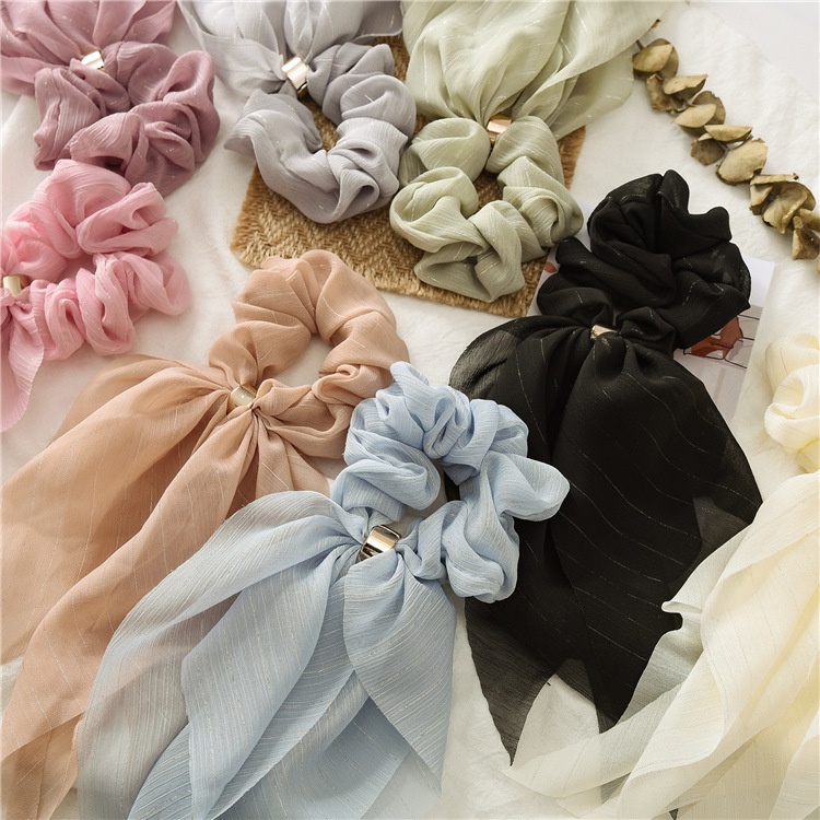 Dây buộc tóc lụa mềm vintage Scrunchies loại đẹp HD53