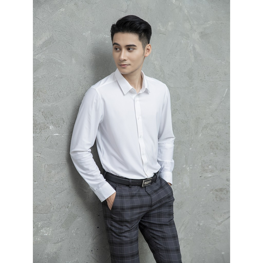 Áo sơ mi ARISTINO dài tay trắng trơn lịch lãm from slim ALS13708