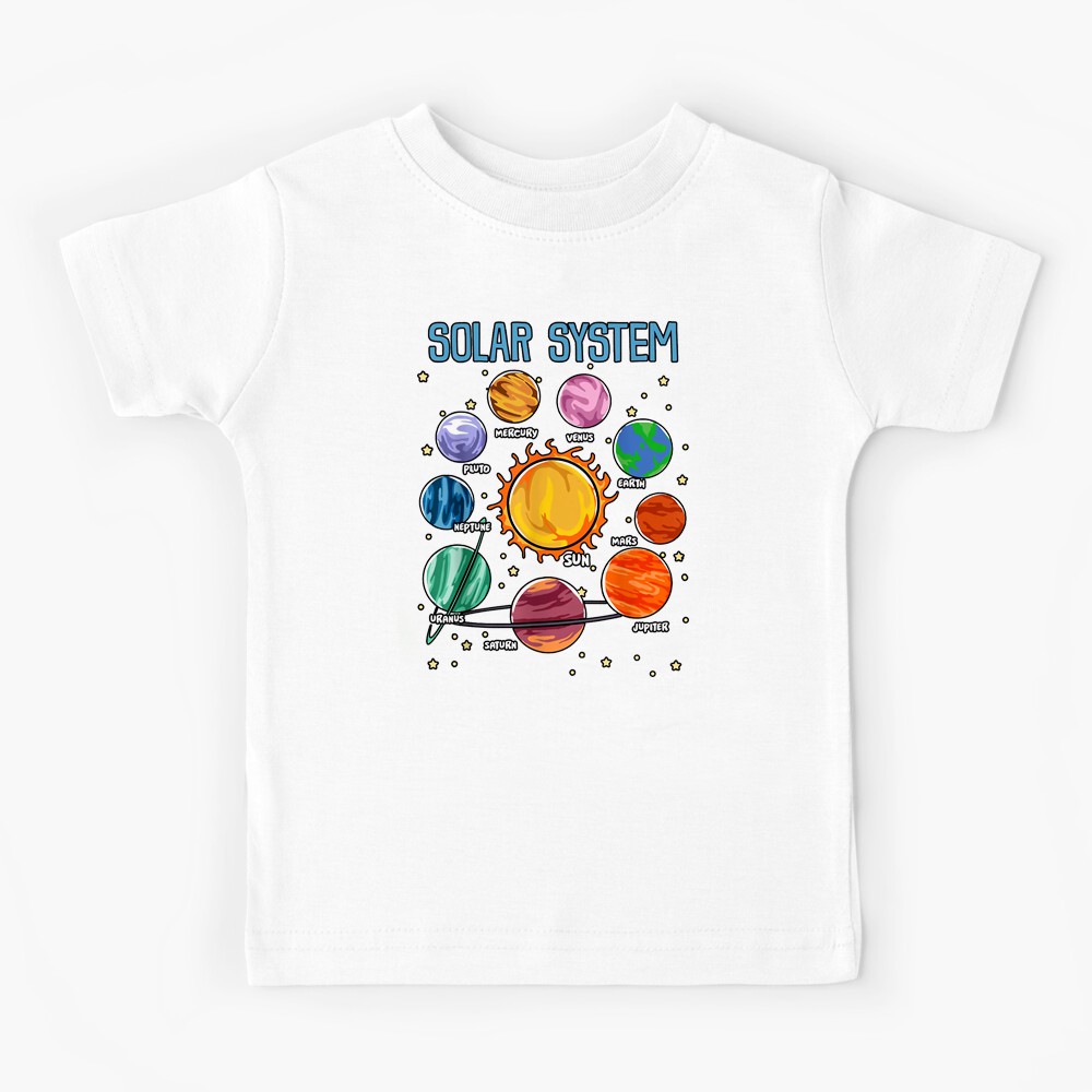 Áo Thun In Hình Hành Tinh Hệ Mặt Trời Vui Nhộn Thời Trang Trẻ Em Size S-3XL