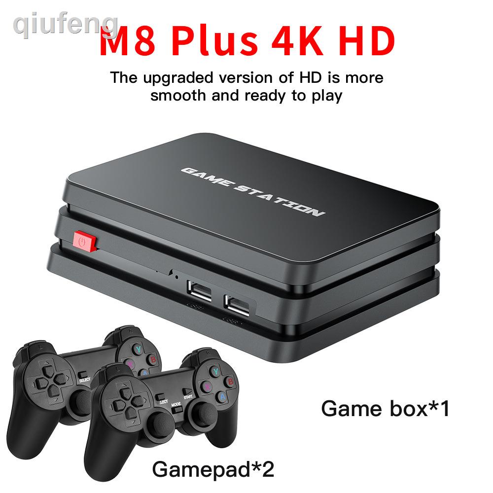 ✕☽Bảng điều khiển trò chơi M8plus TV bốn người Tay cầm chiến đấu HDMI Máy game 10000 giả lập 2.4G không dây