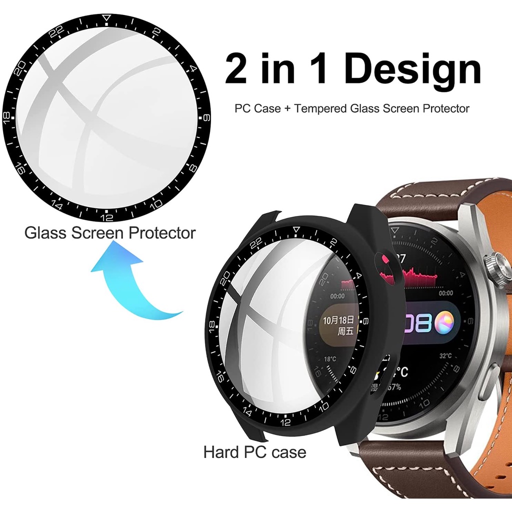 Bộ Kính Cường Lực Bảo Vệ Màn Hình Đồng Hồ Huawei Watch 3 Pro 48mm Kèm Ốp Bảo Vệ