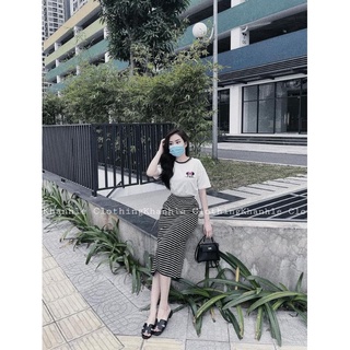 🎀🎀🎀🎀set áo phông mickey kèm chân cáy kẻ dáng dài🎀🎀🎀