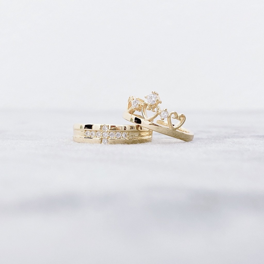 nhẫn đôi nam nữ, Nhẫn cặp đính đá thời trang sang trọng cao cấp Jewelry NV01 thiết kế hở dễ dàng điều chỉnh kích cỡ