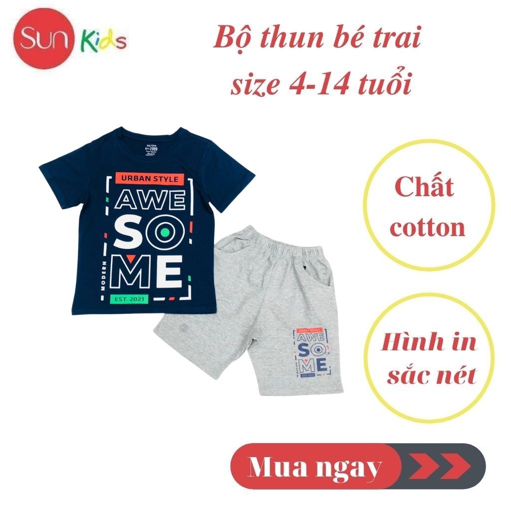 Đồ bộ bé trai, bộ thun bé trai chất cotton, nhiều màu, size đại 4-14 tuổi - SUNKIDS