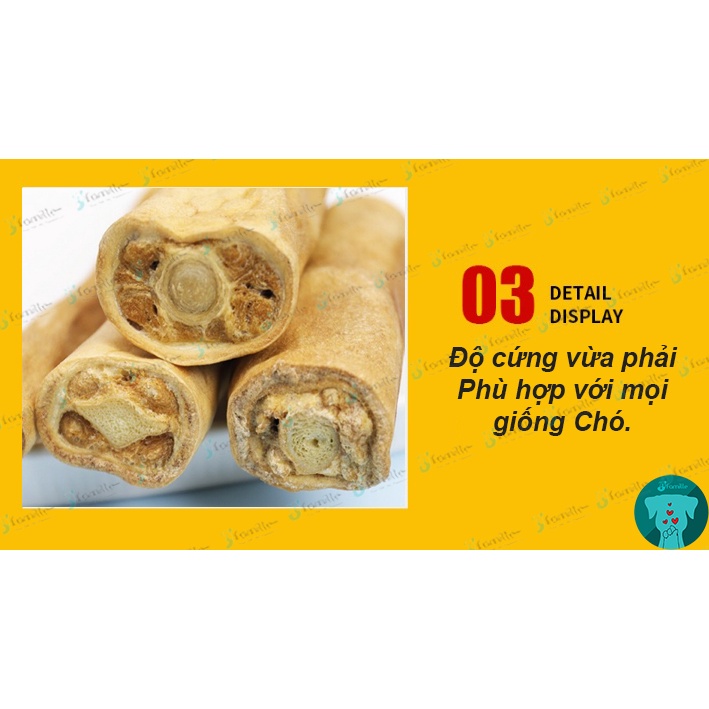 Treat thưởng cho Chó JFamille, Đuôi Bò sấy, độ mềm vừa phải, dễ tiêu hóa, bổ sung Collagen và dinh dưỡng. JF189