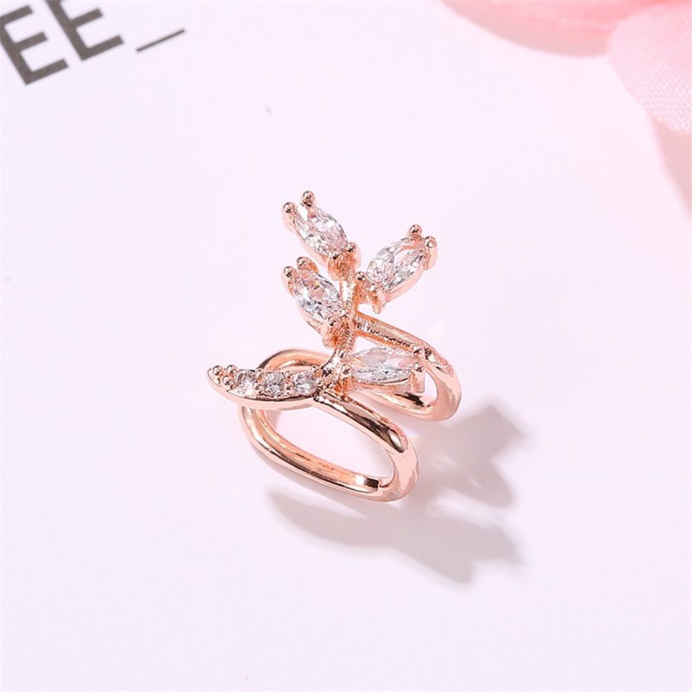 1 Khuyên Kẹp Vành Tai Hình Hoa Lá Đính Đá Zircon Đơn Giản Ngọt Ngào Cho Nữ