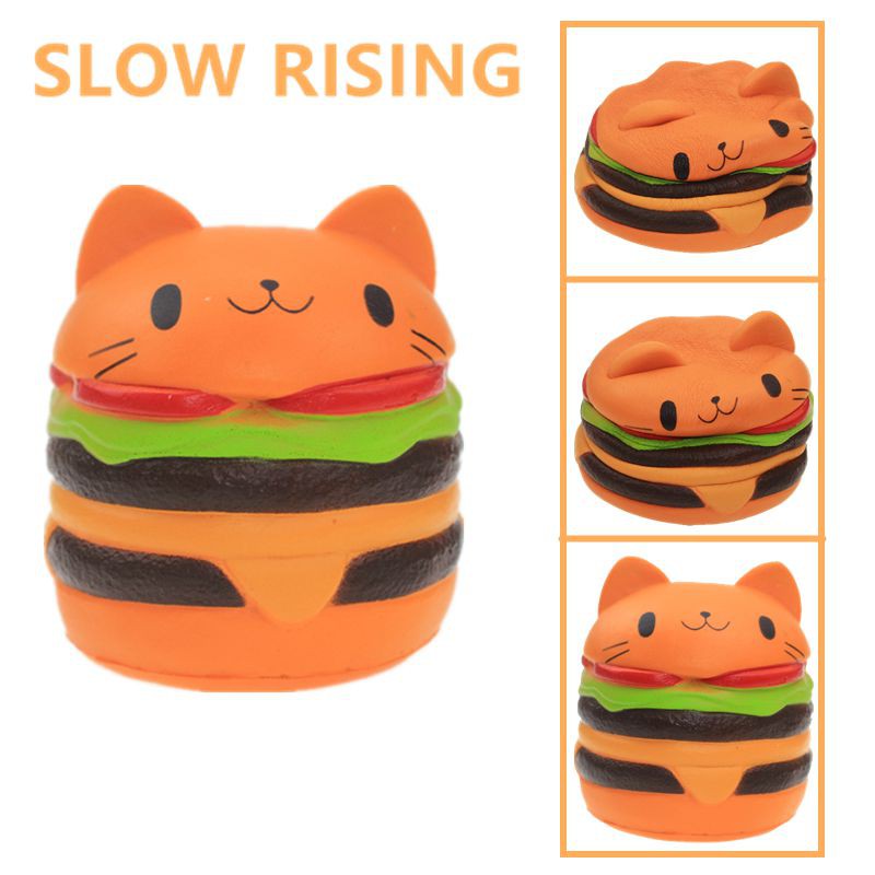✨Cat head burger✨ Kawaii bread pendant Squishy Slow Rising Simulation Slow Rebound squeeze Stress Reliever Toys
