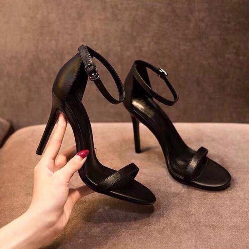 THANH LÝ MỚI Giày cao gót 9 phân quai mảnh màu đen sz 38
