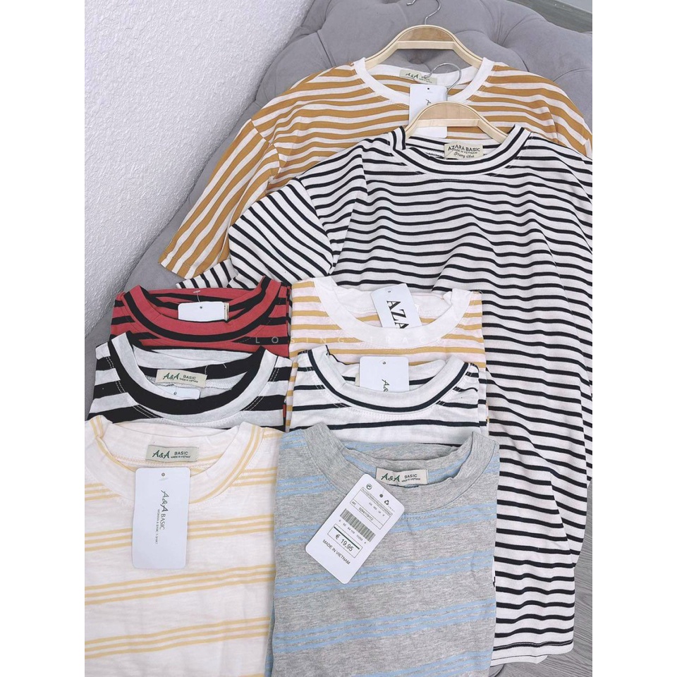 Áo Thun Sọc Nam Nữ Phông Unisex Tay Lỡ Form Rộng Cổ Tròn Nhiều Màu Ảnh Thật Shop Chụp ( 65 kg mặc vừa )