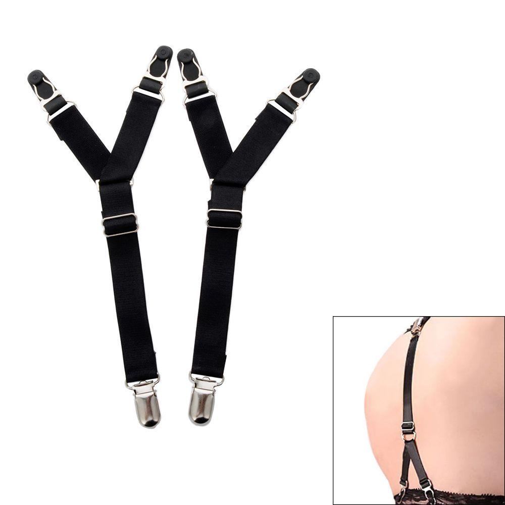 Set 2 Đai Nịt Bít Tất Co Dãn Có Kẹp Kim Loại