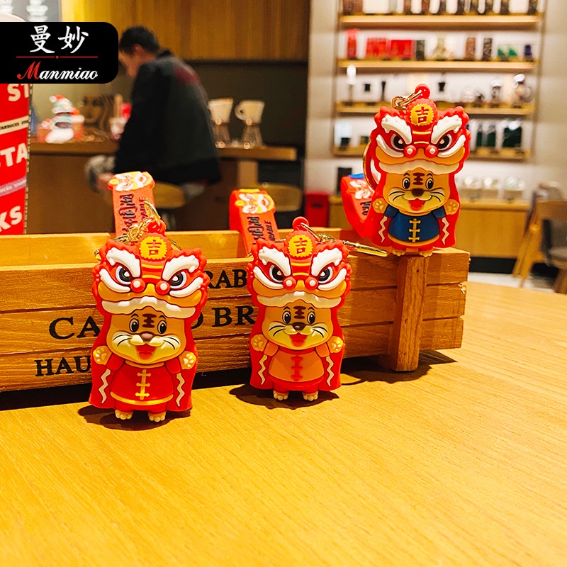 Móc Khóa Hình Sư Tử Phong Cách Trung Hoa Dễ Thương