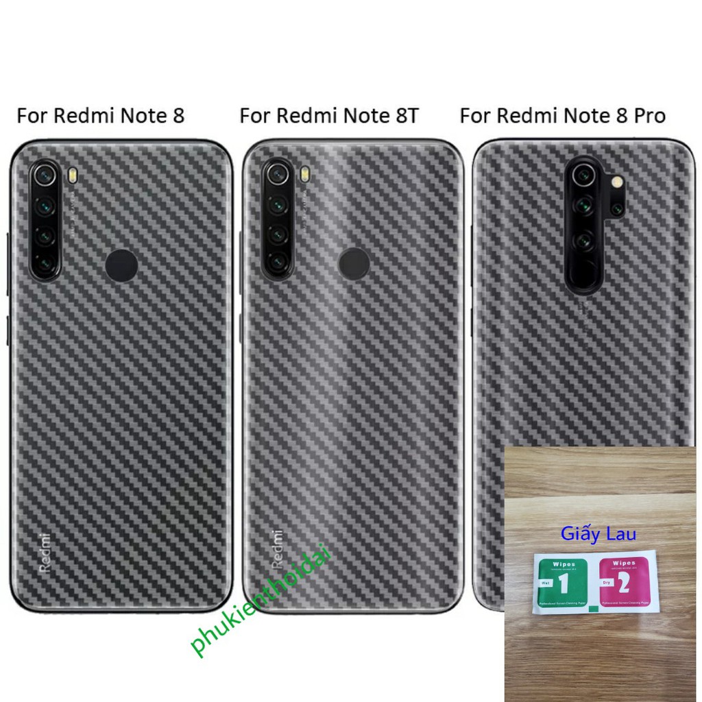 Dán lưng Carbon Redmi Note 8 / Redmi 9T chống xước chống mồ hôi vân tay ( tặng giấy lau )