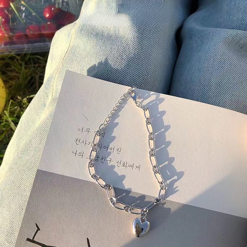 Vòng Tay Mặt Trái Tim Phong Cách punk hip hop Nhật Hàn Đơn Giản Cá Tính Cho Nữ