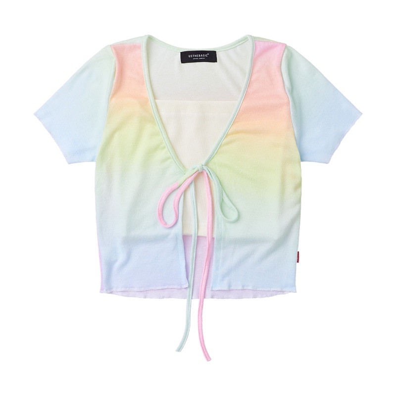 Usthebasic - Áo croptop ống Tie Dye Tube Open Chest Front