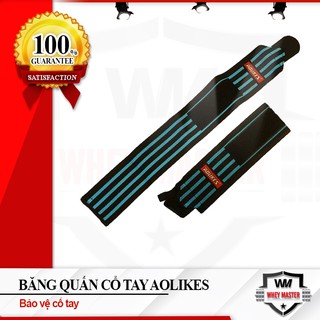 Bảo vệ cổ tay cao cấp Phụ Kiện Gym Aolikes Băng Quấn cổ tay 4 sọc (2 chiếc) (1539).  - Chính hãng