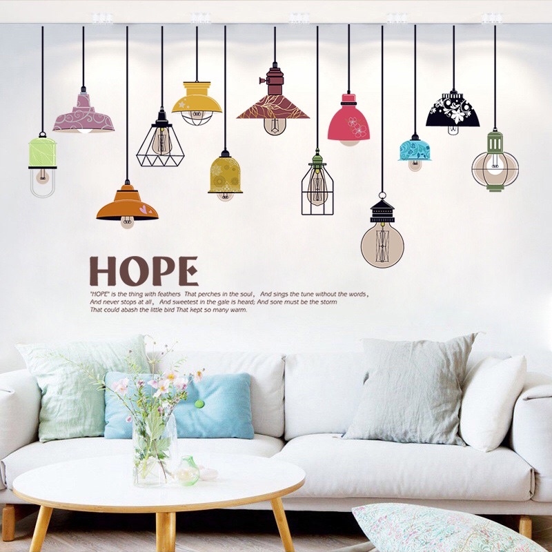 Decal dán tường đèn Hope trang trí phòng khách,phòng ngủ.