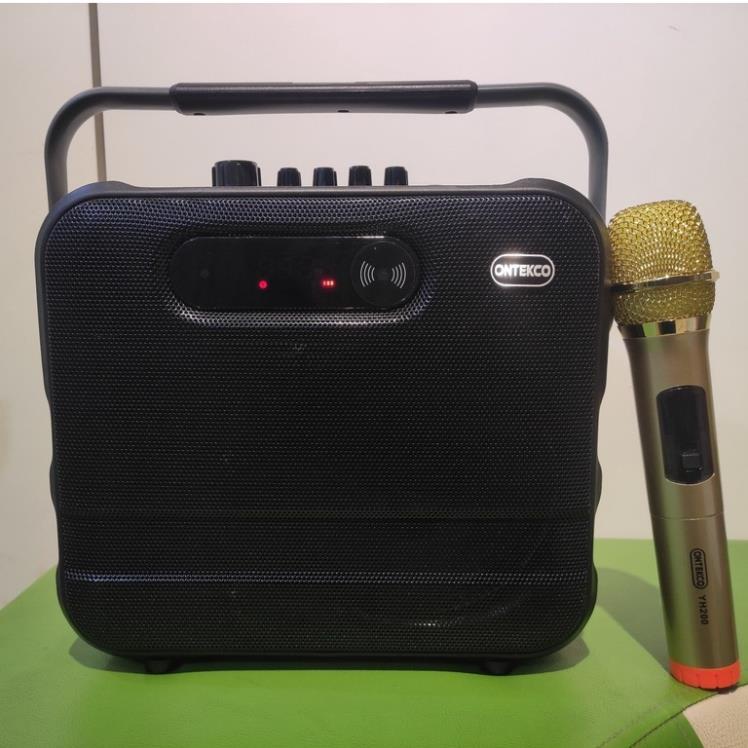 Loa di động Ontekco YH200 kèm 2 míc hát xách tay di động không dây, hát karaoke bluetooth 5.0