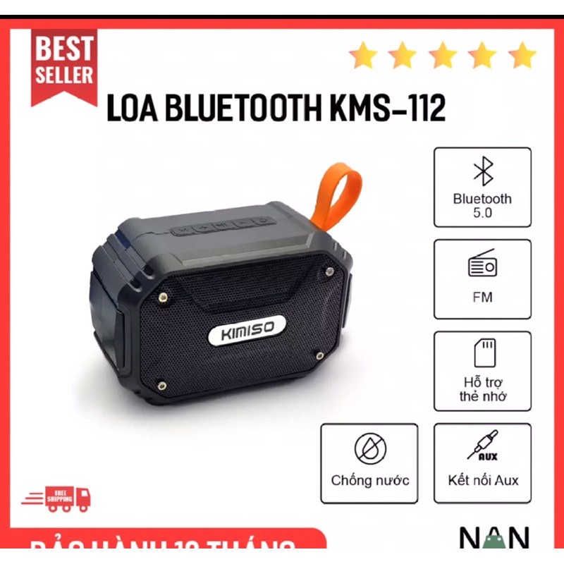 Loa Bluetooth Kimiso KMS 112 chống nước đi mưa,BLUETOOTH,USB,AUX,IF