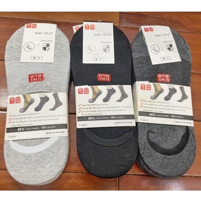 Combo 03 tất lười Uni nam HUTA H013 kháng khuẩn, khử mùi, thoáng khí