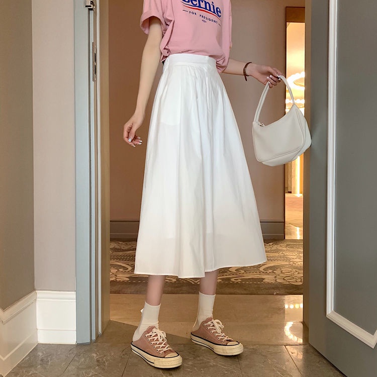 Chân váy chữ A lưng cao dáng rộng thời trang Nhật Hàn cho nữ