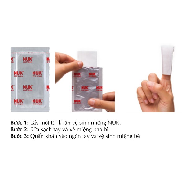 Hộp 25 Khăn vệ sinh miệng / lau răng NUK Đức