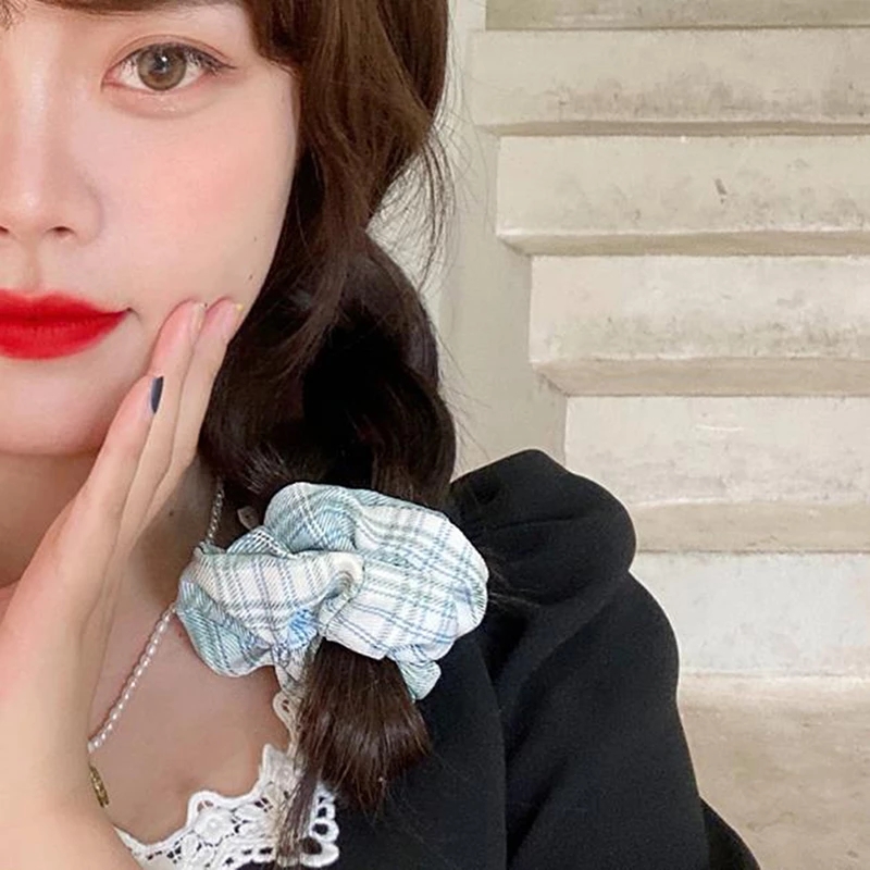 Dây Buộc Tóc Họa Tiết Caro Xinh Xắn Cho Nữ