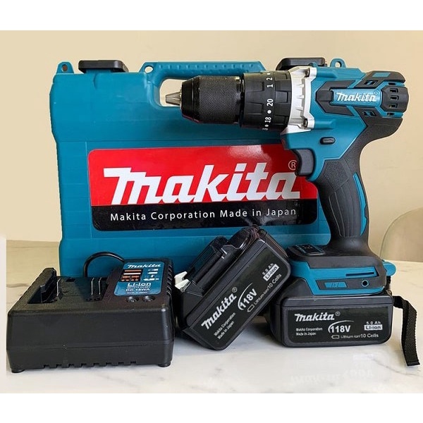 Khoan Pin Makita 118v không chổi than, Động cơ kích từ, Pin 10 Cell (BH 6 tháng )