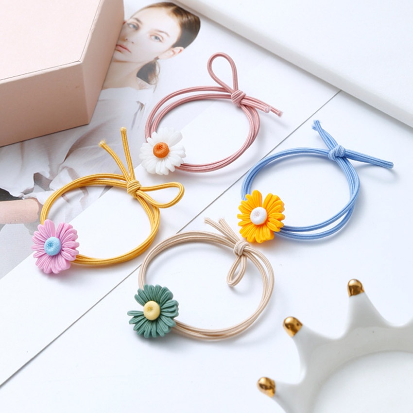 Dây buộc tóc nữ hoa cúc Daisies - Set 5 dây cột tóc dễ thương, bền đẹp - NASI Store
