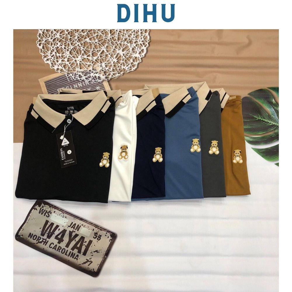 Áo thun polo nam cổ bẻ, áo polo nam thêu gấu vải cá sấu Cotton xuất xịn, chuẩn form,sang trọng-lịch lãm Dihu
