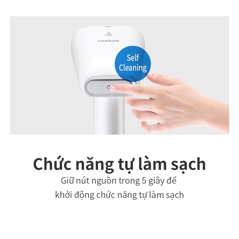 Bàn ủi hơi nước cầm tay LocknLock ENI223WHT - Hàng chính hãng, mặt là phủ sứ, làm nóng nhanh trong 30s - JoyMall